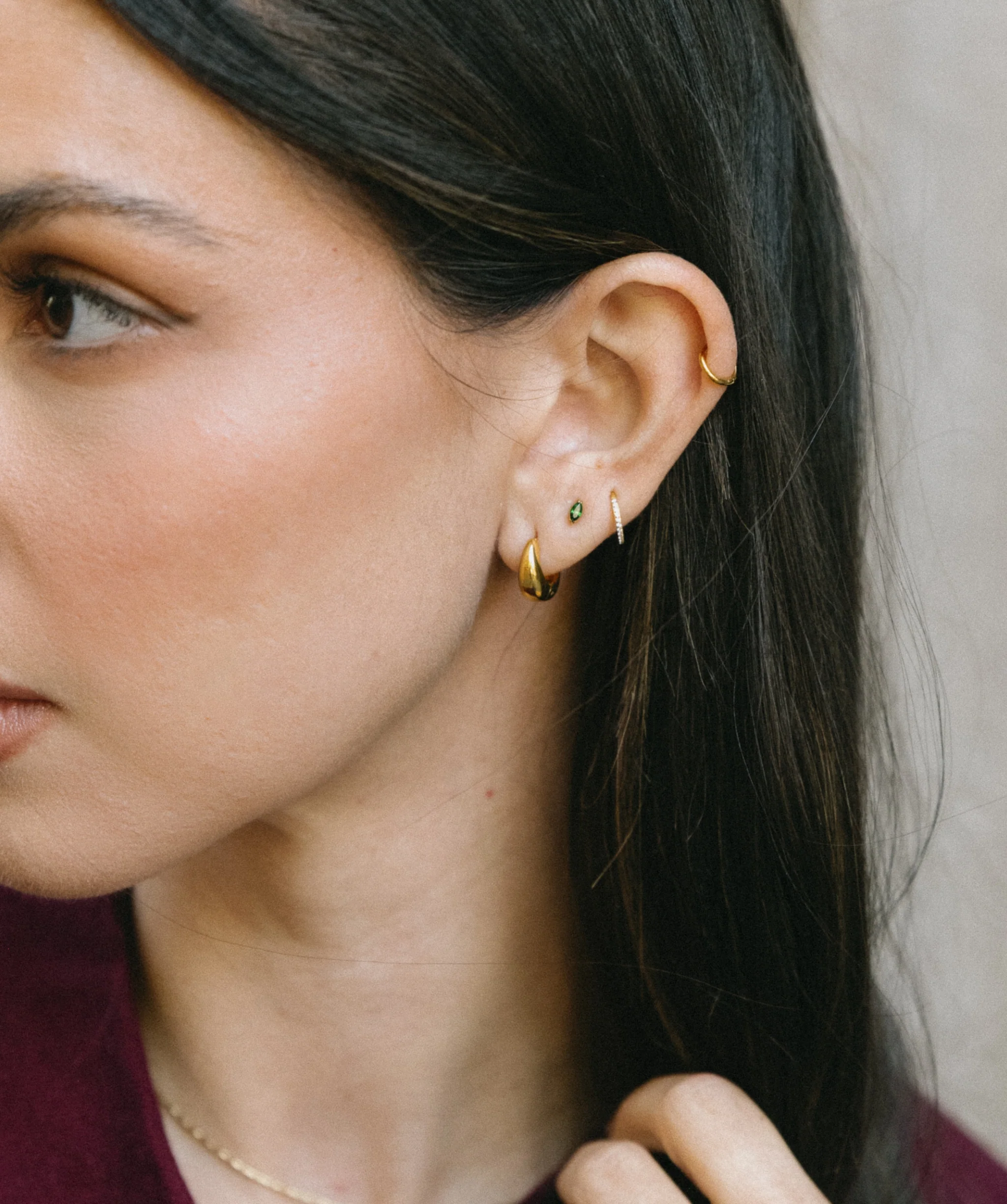 Teardrop Huggie Earrings - Image 3